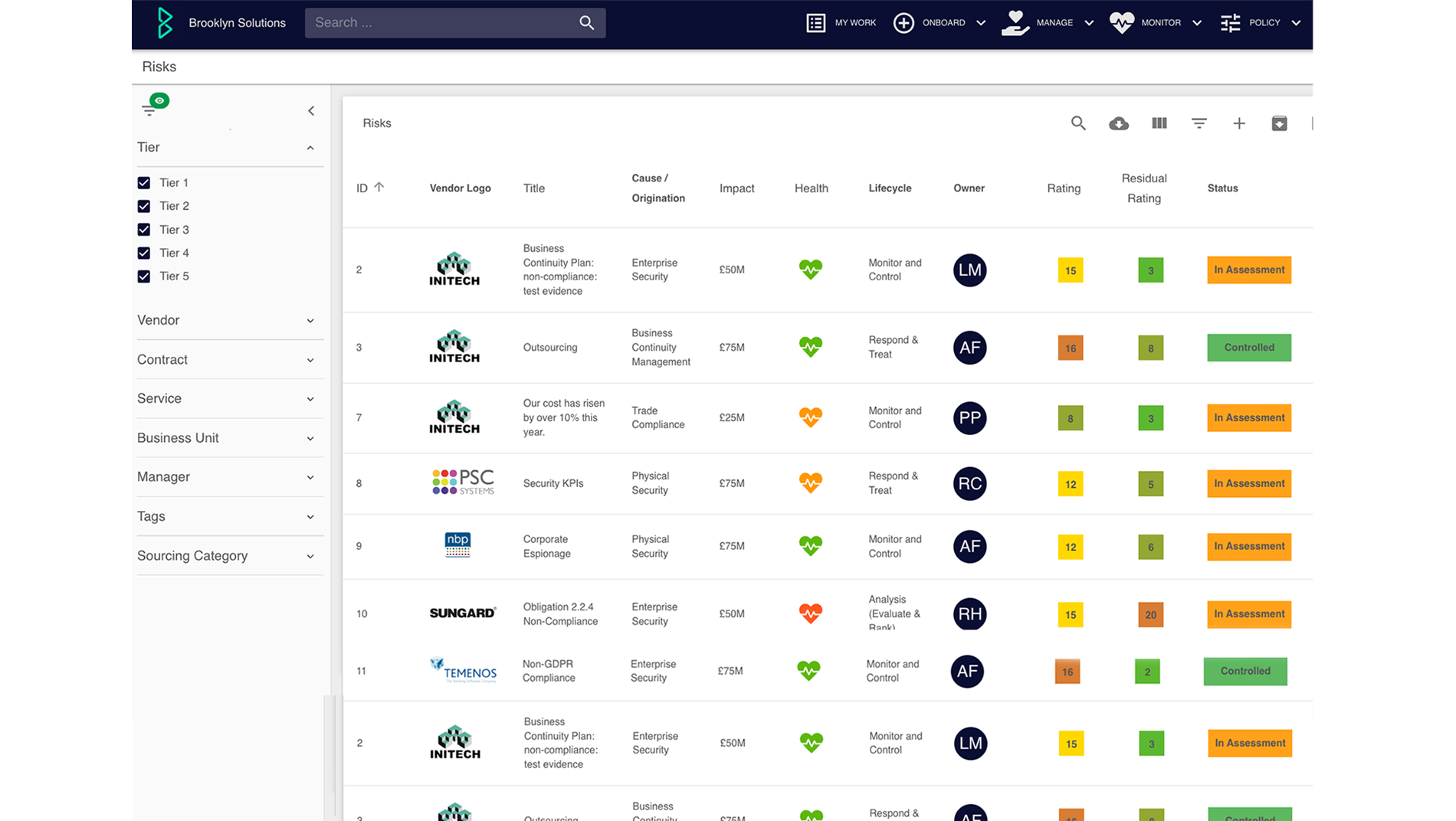 Risk register usecase