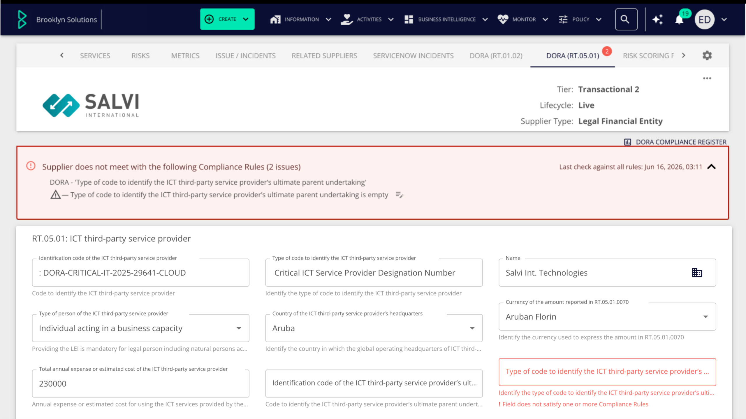 DORA Compliance Reporting